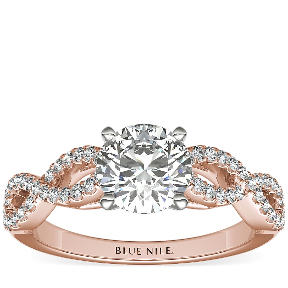 Infinity Twist Micropavé Diamond Engagement Ring in 14K Rose Gold